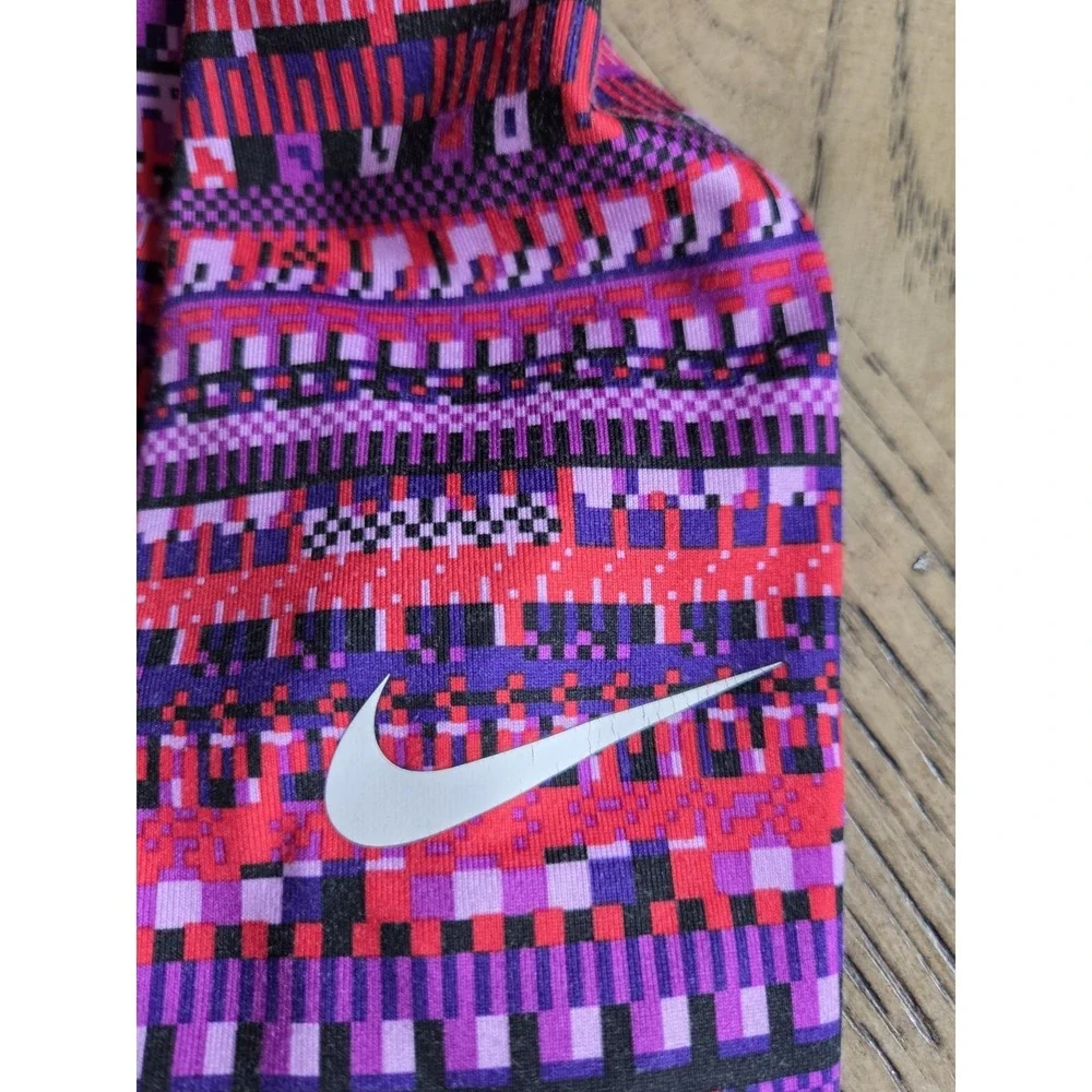 Nike Pro Dri-Fit Pullover 1/2 Zip Up Womens Pink Purple Geometric Top Small